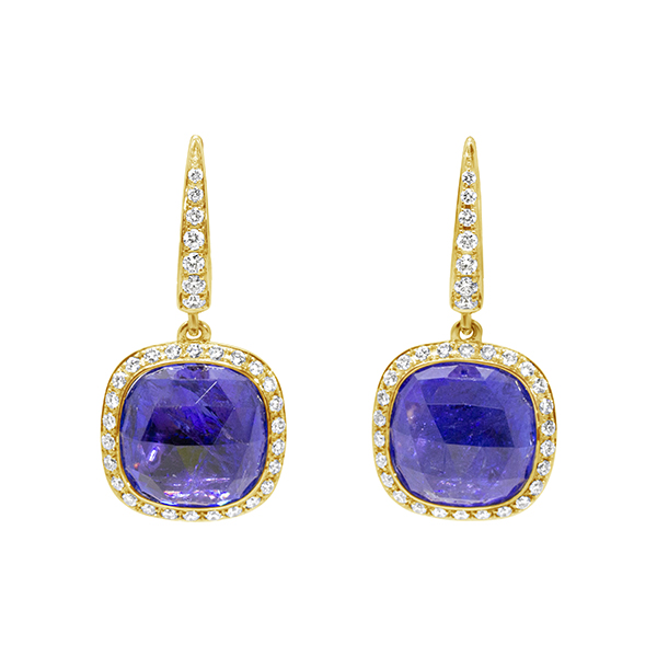 18K Amethyst Pavé Diamond Drop Earrings